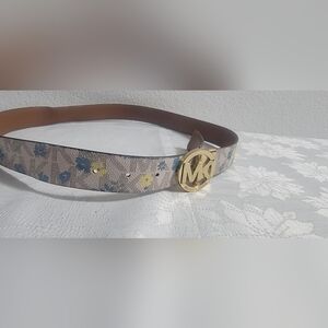 Michael Kors Floral Beige and Gold Belt